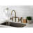 Kingston Brass Two-Handle 4-Hole Deck Mount Industrial Style Bridge Kitchen Faucet with Brass Side Sprayer-68941894-99316513