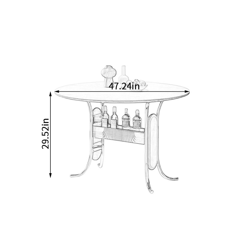 Table ronde exquise et durable au design créatif, Bois manufacturé / ardoise, Noir, H 29,52 po x L 47,24 po x l 47,24 po