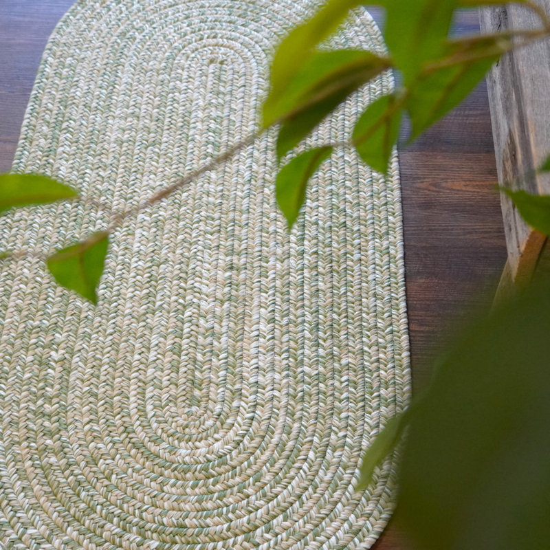 Tapis intérieur / extérieur en tweed vert Cayha, Tapis de couloir 2 pi x 11 pi