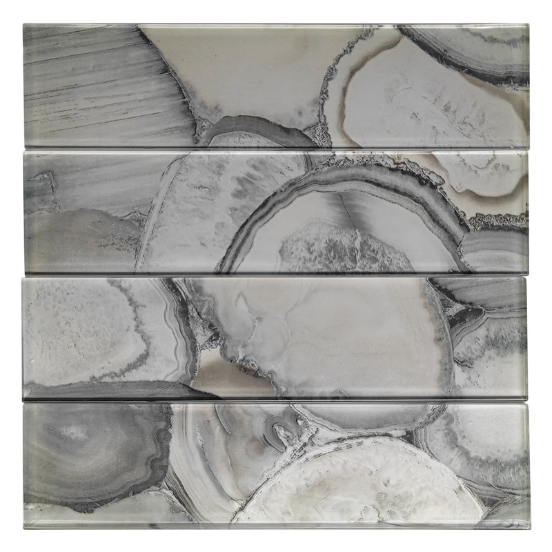 Howd 3" x 12" Glass Patterned Look Subway Wall Tile, Blue