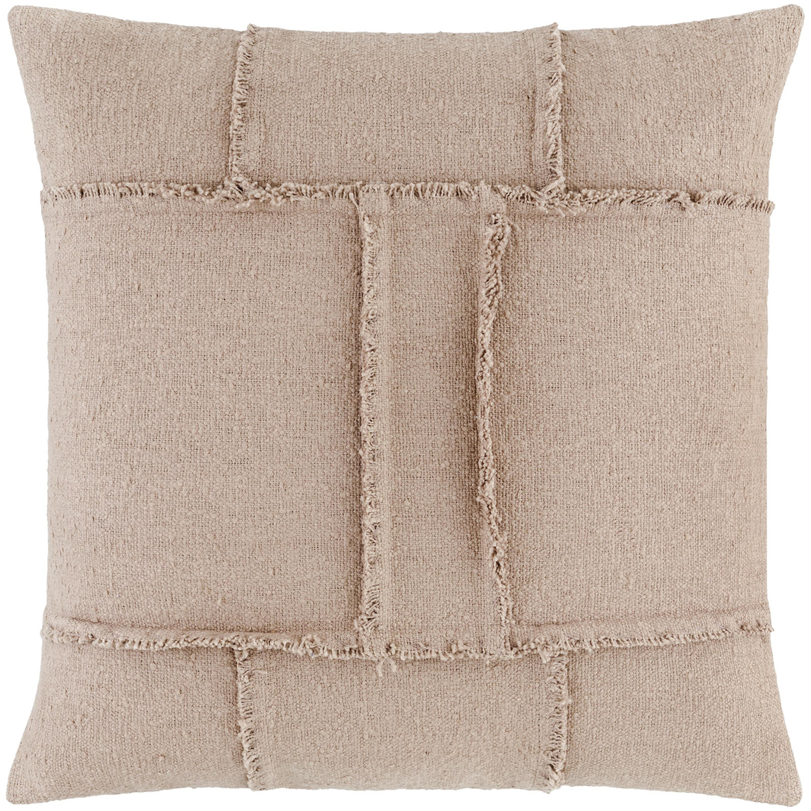 Yulara Cotton Pillow Cover, Beige, Pillow Cover Only - No Insert, Square 22"