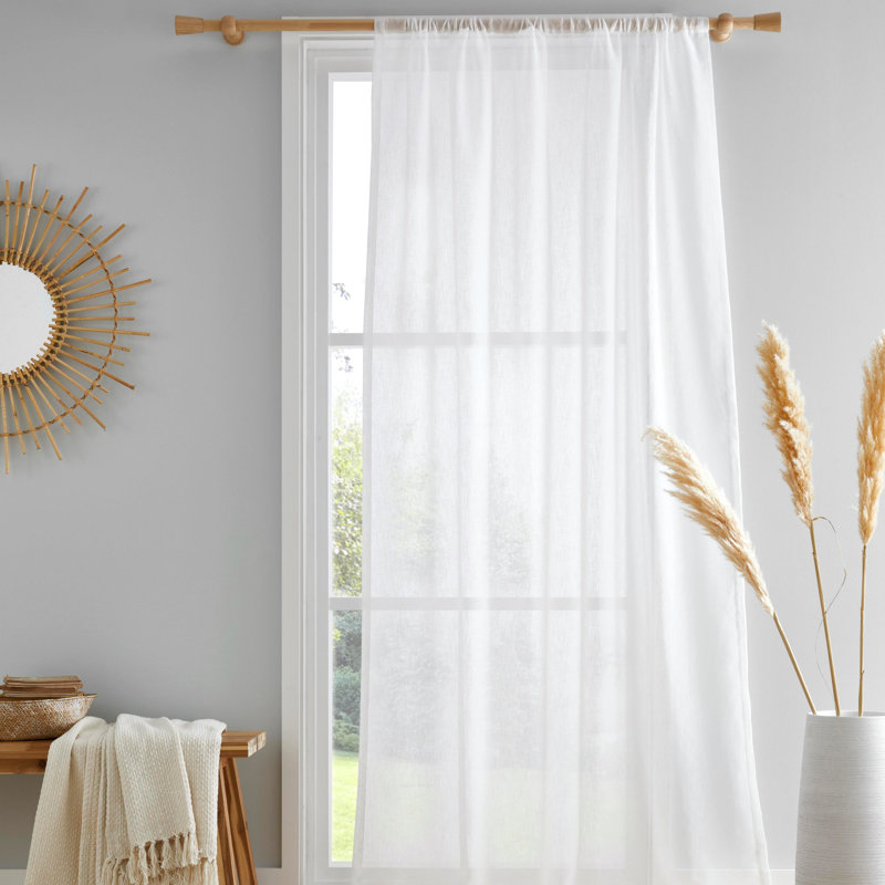 Protivin Semi Sheer Curtain Single Panel, White, Width 122 x Drop 140 cm