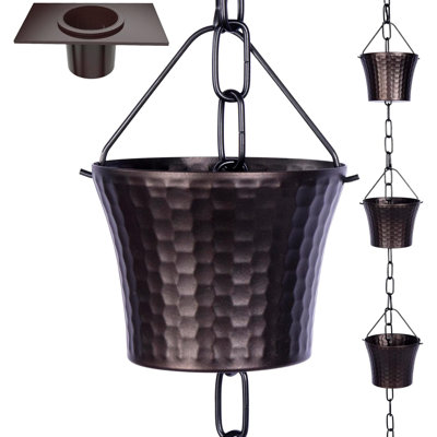 Rain Chains for Gutters with Adapter,Wrought Iron Rain Chain Set 8.5 Ft Not Rust