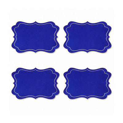 Royal Blue Scalloped Placemats Set Of 4, 11" X 17" - Elegant Curved Border Dining Table Mats