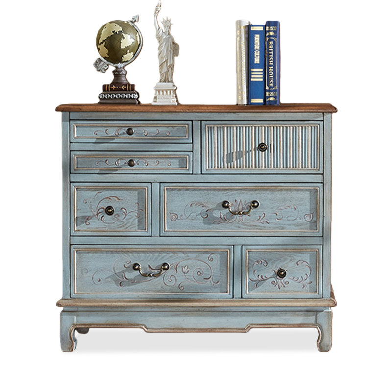Armoire décorative en bois manufacturé brun et bleu clair