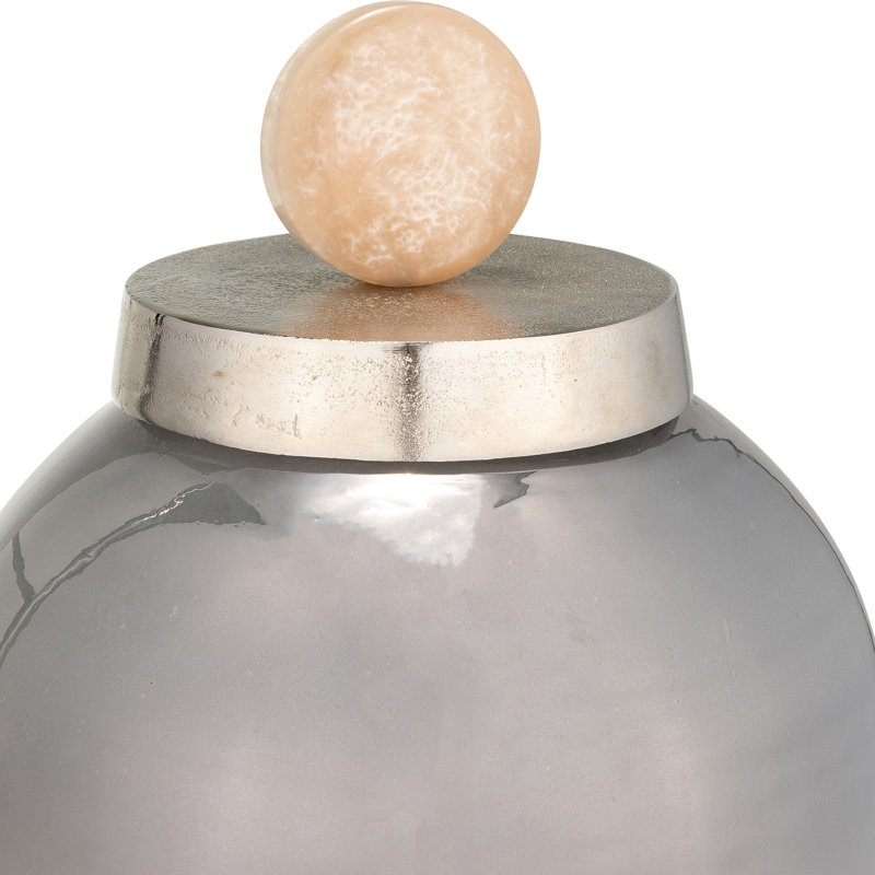 Vase en verre avec finition champagne rosé, fait de verre et de métal, finition dorée, H 21 po x l 10 po x P 10 po