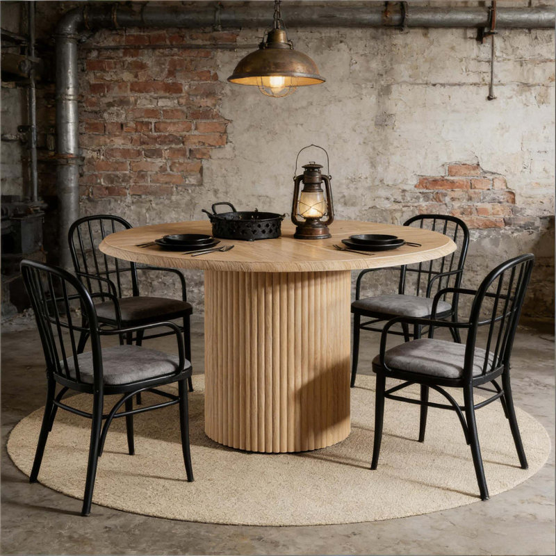 Table de salle à manger ronde moderne pour des rassemblements et une utilisation polyvalente