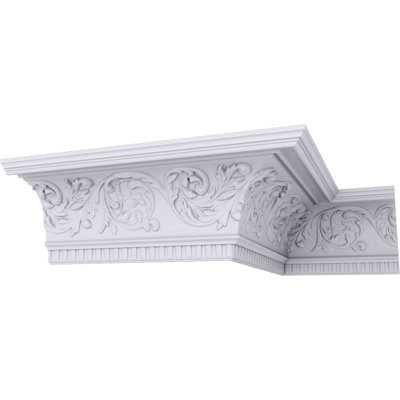 Endurathane Harvest Cove Crown Moulding, 8 5/8"H x 8 1/8"P x 11 3/4"F x 94 1/2"L, (13" Repeat), Factory Primed