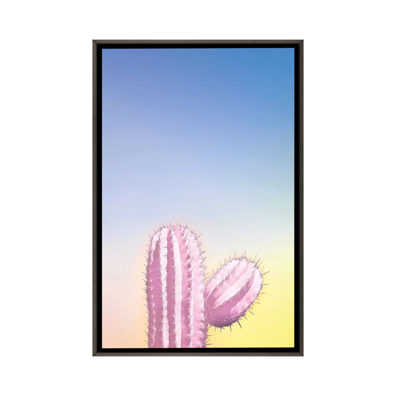 Art my cactus, Toile encadrée de bois rustique foncé, H 26 po x l 18 po x P 1,5 po