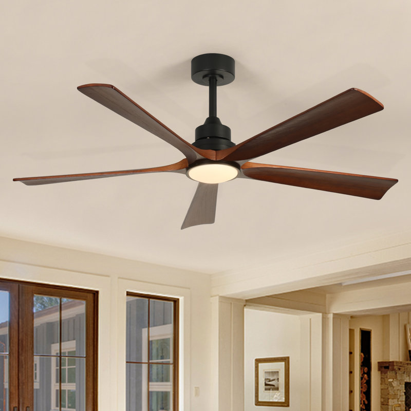 Ventilateur de plafond noir 52 po avec télécommande à moteur réversible 3Cct à intensité variable (ensemble de 2), Noir