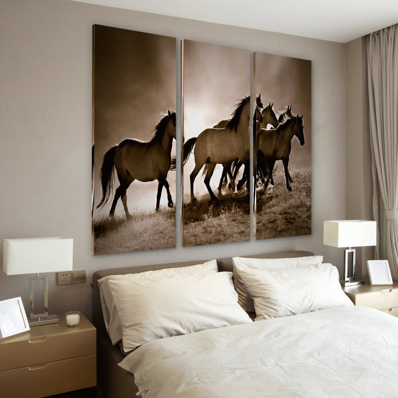 " Wild Horses " 3 - Pieces, 32" H x 48" W x 1.5" D