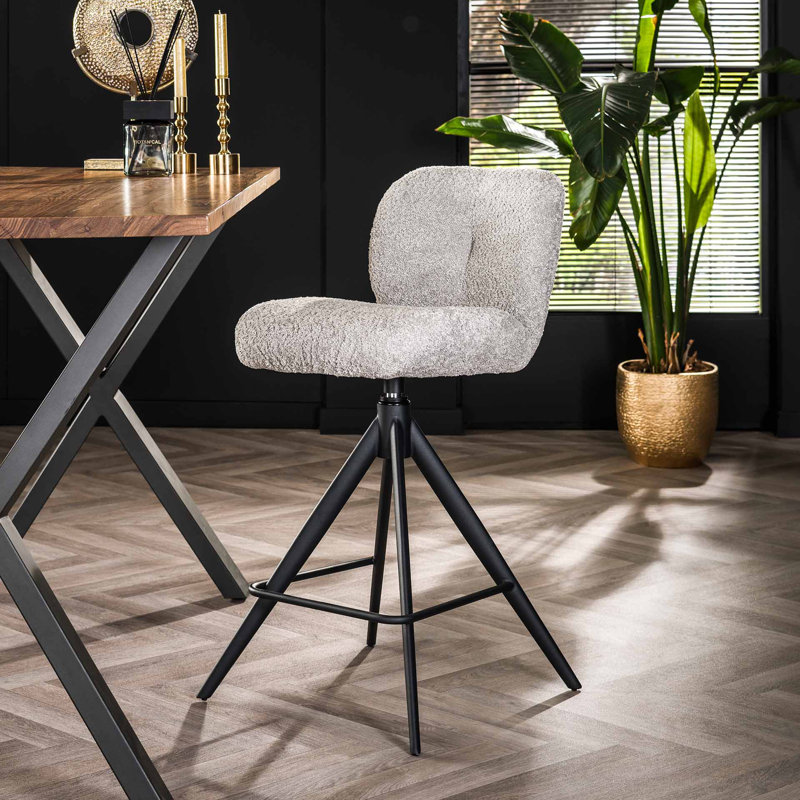 Maxillaria Bar Stool with Steel Frame, Silver
