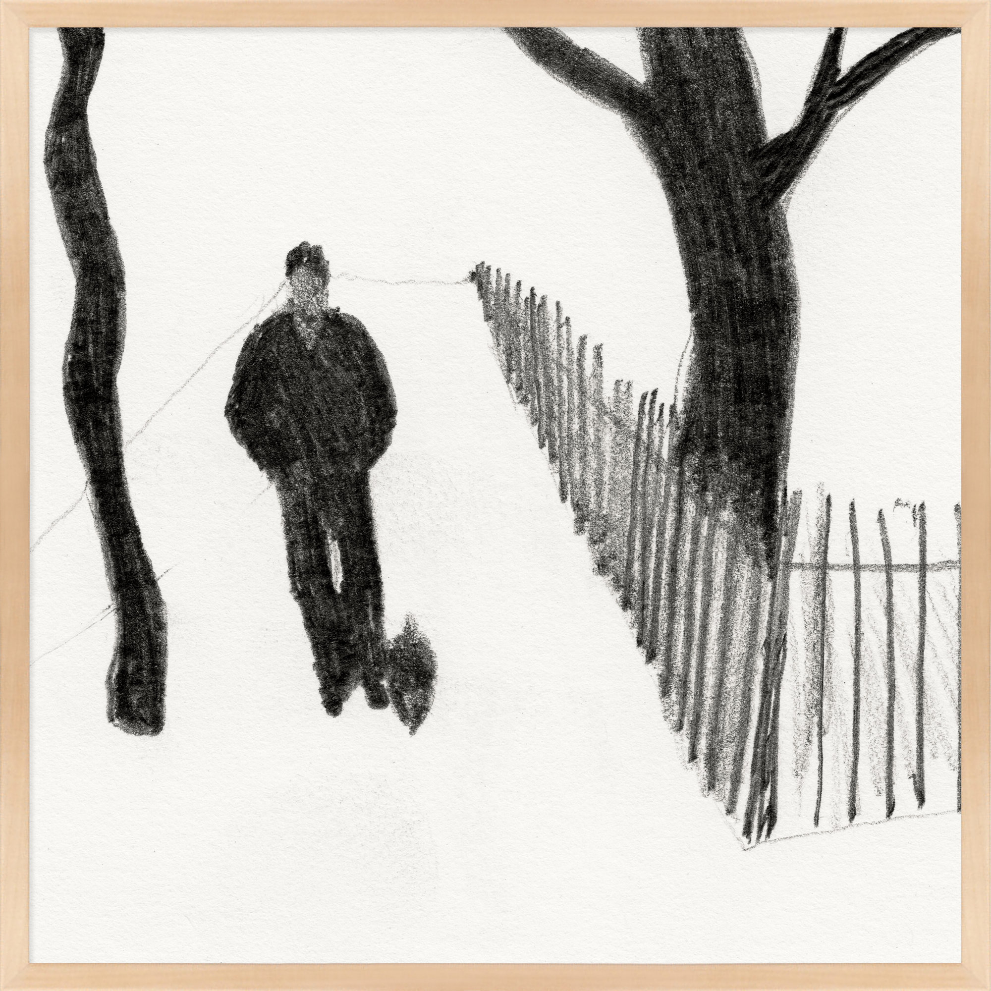 Walking The Dog by Simon Schneiderman, Brown, 24" H x 24" W x 1.25" D