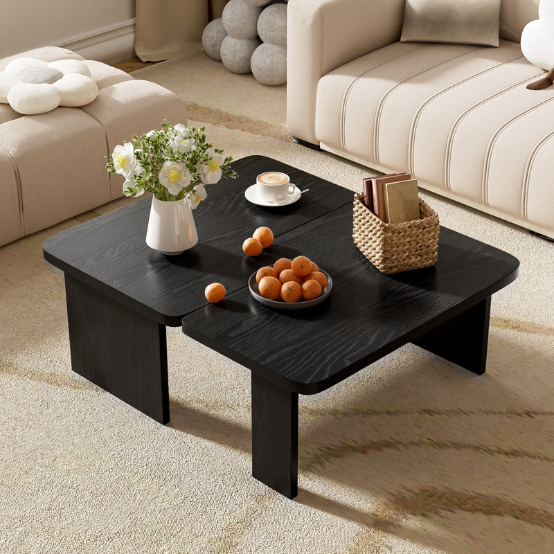 Modern Minimalist Coffee Table Set, Rectangle Coffee Table with Splicing Design, Multifunctional Combination Table for Living Room