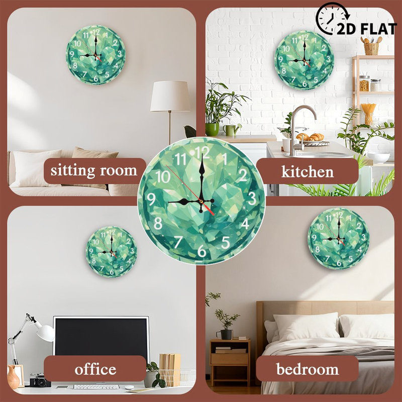 10" Round MDF Wall Clock with Silent Quartz Movement and No-Drill Hanging Hook