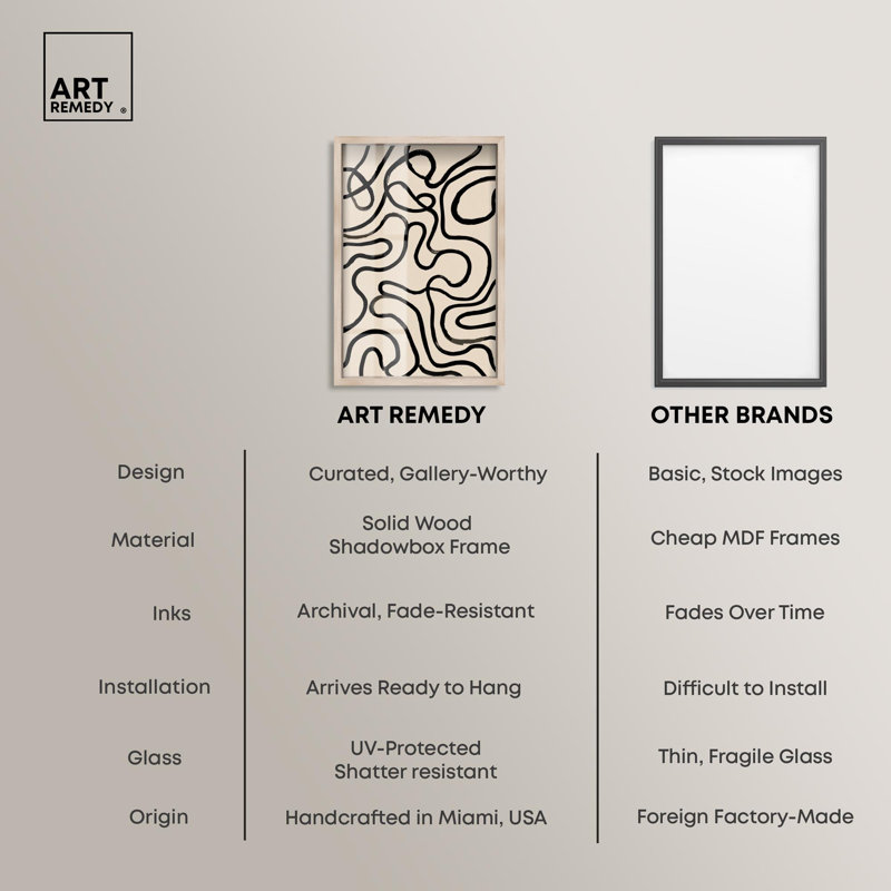 "Path of a Thought I" Shadowbox Print, décoration murale moderne par Art Remedy, cadre blond, 21 x 31, H 31 po x l 21 po