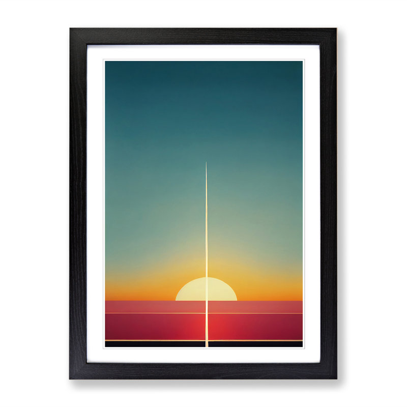 Carrico Japanese Sunset Minimalism 1 Piece Single Picture Frame Wall Art, 64cm H x 46cm W x 2cm D, Walnut