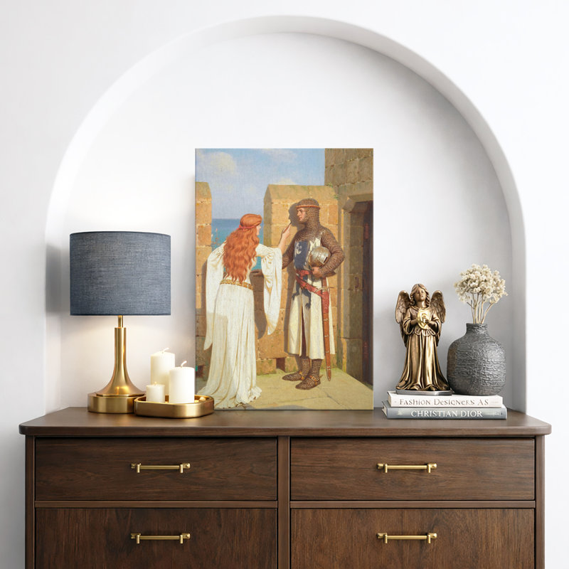Illustration de scène médiévale d'adieu, images de personnages historiques romantiques, impression sur toile encadrée