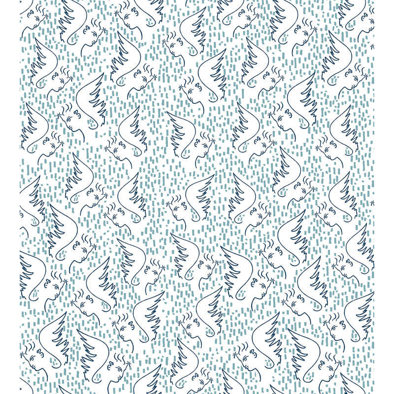 Figure D'ange Abstract Matte Wallpaper Double Roll by Jean Cocteau, Bleu