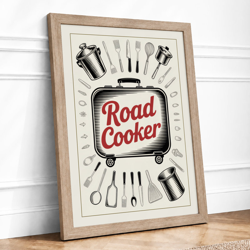 Road Cooker Retro - Framed Print, Oak, A4 - 29.7 x 21.0 cm