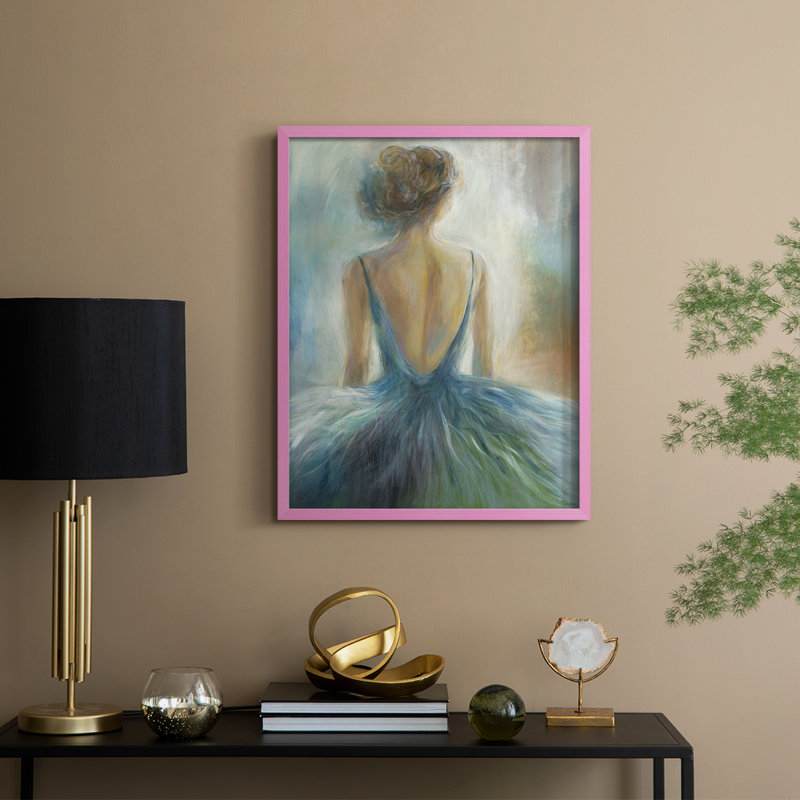«Lady in Blue», reproduction encadrée - bois massif, H 30 po x l 24 po, Rose