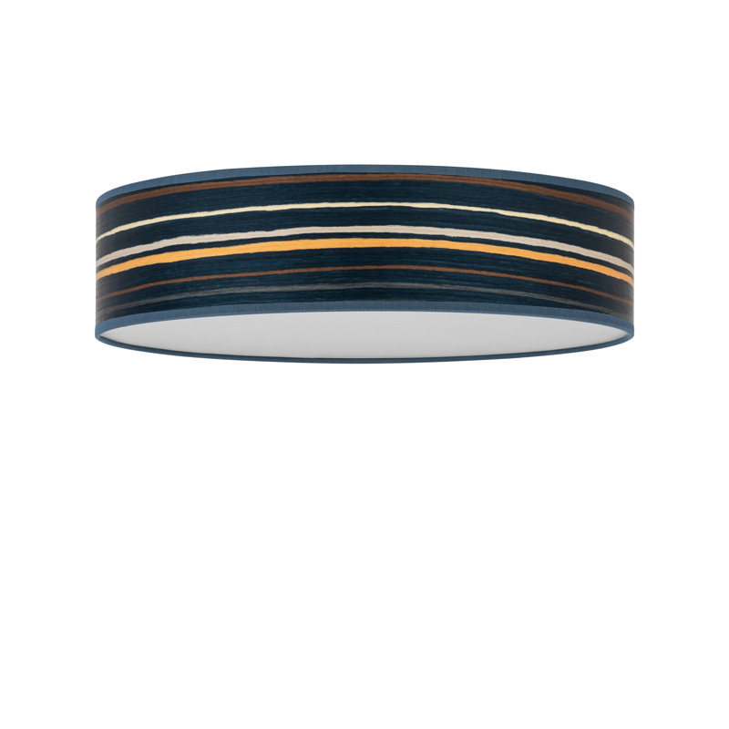 Ocho Solid Wood Flush Mount, Blue-striped