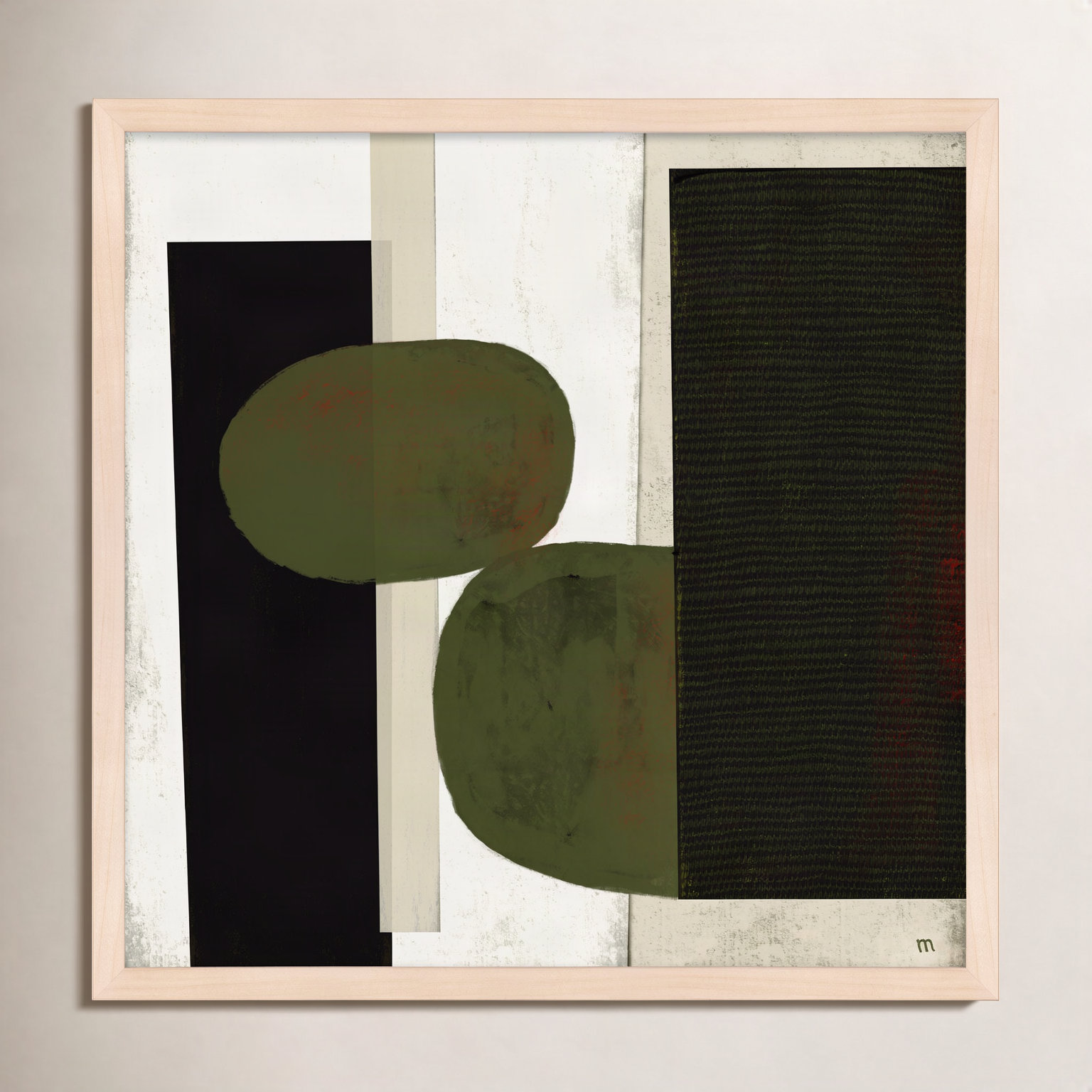 Collage 1 by StudioM, 24" H x 24" W x 1.25" D, Maple Framed Paper