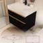 Meuble-lavabo mural moderne noir de 24 po avec lavabo en acrylique intégré, tiroirs à fermeture en douceur, finition mate tactile et rangement intelligent intégré, double lavabo personnalisable-845325809