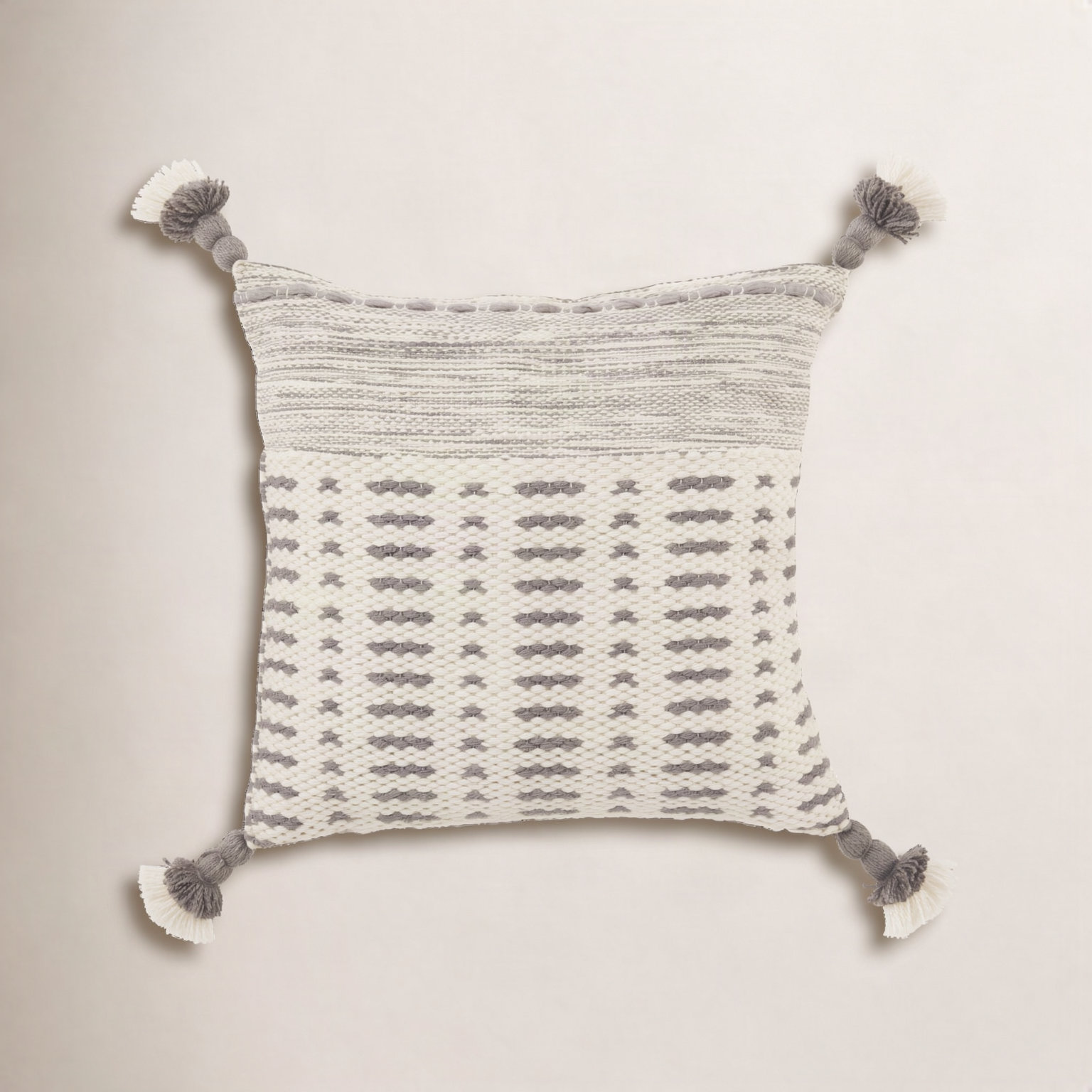 Nysa Geometric Indoor/Outdoor Throw Pillow, Gray/Ivory, No Fill