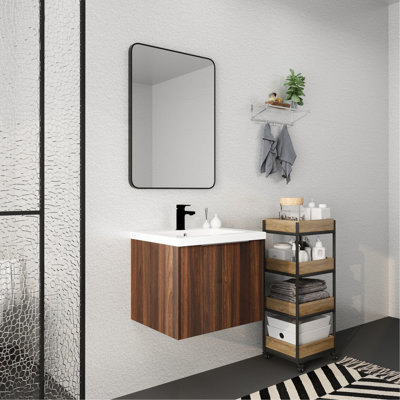 Armoire de salle de bain moderne 24 po avec lavabo - porte à fermeture douce, fixation flottante pour portes de salle de bain