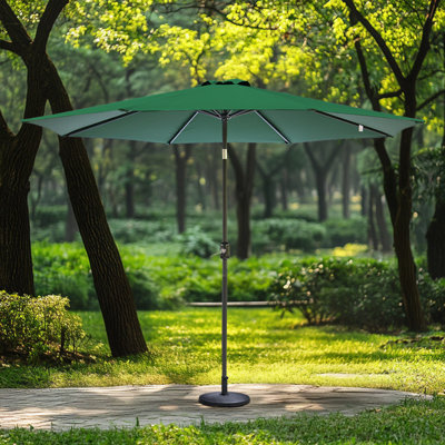 2.7M Round Patio Crank Tilt Umbrella Outdoor Garden Parasol with Base