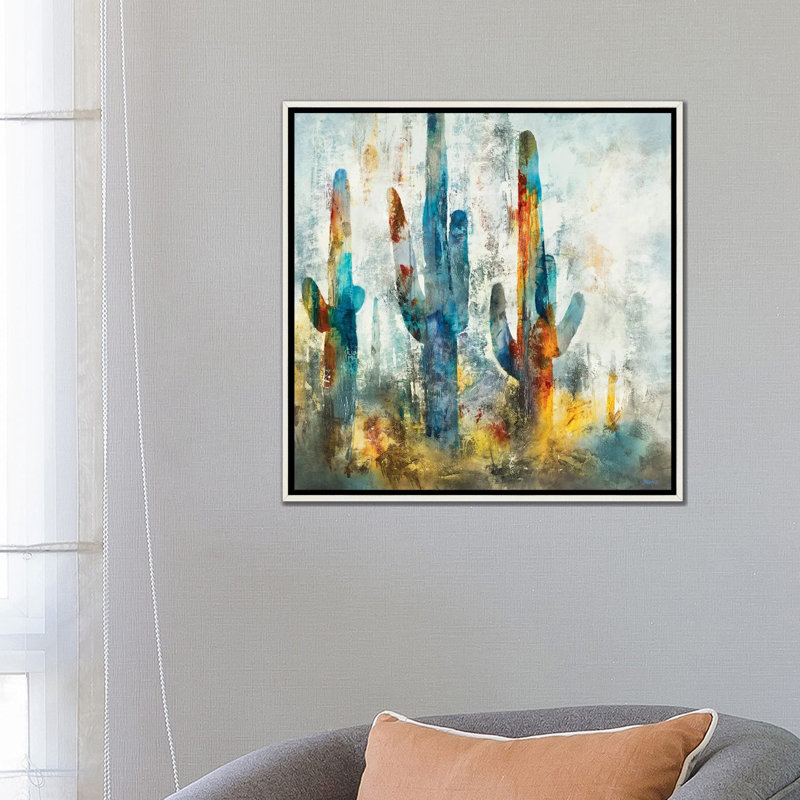 «Saguaro Forest» encadré par Scott Brems, H 26 po x l 26 po x P 1,5 po, Toile encadrée flottante blanc vieilli, Non
