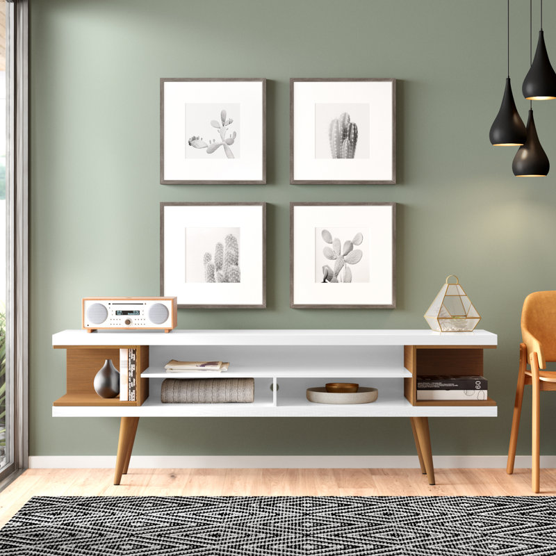 Michaelson TV Stand for TVs up to 65", White Gloss/Maple Cream