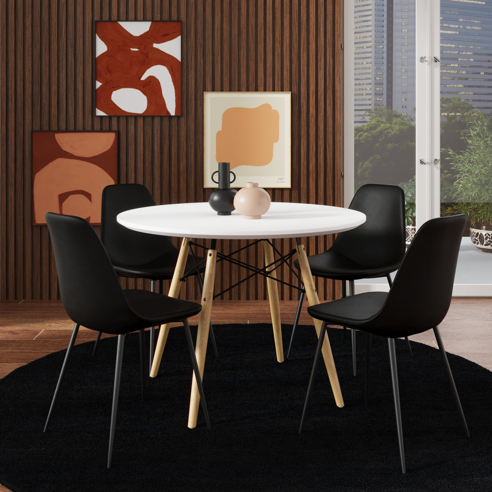 Kody Vegan Leather Side Chair, Black Vegan Leather