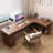 Nut-brown L-Shaped Solid Wood with 3 drawers desk-90472291-90472300