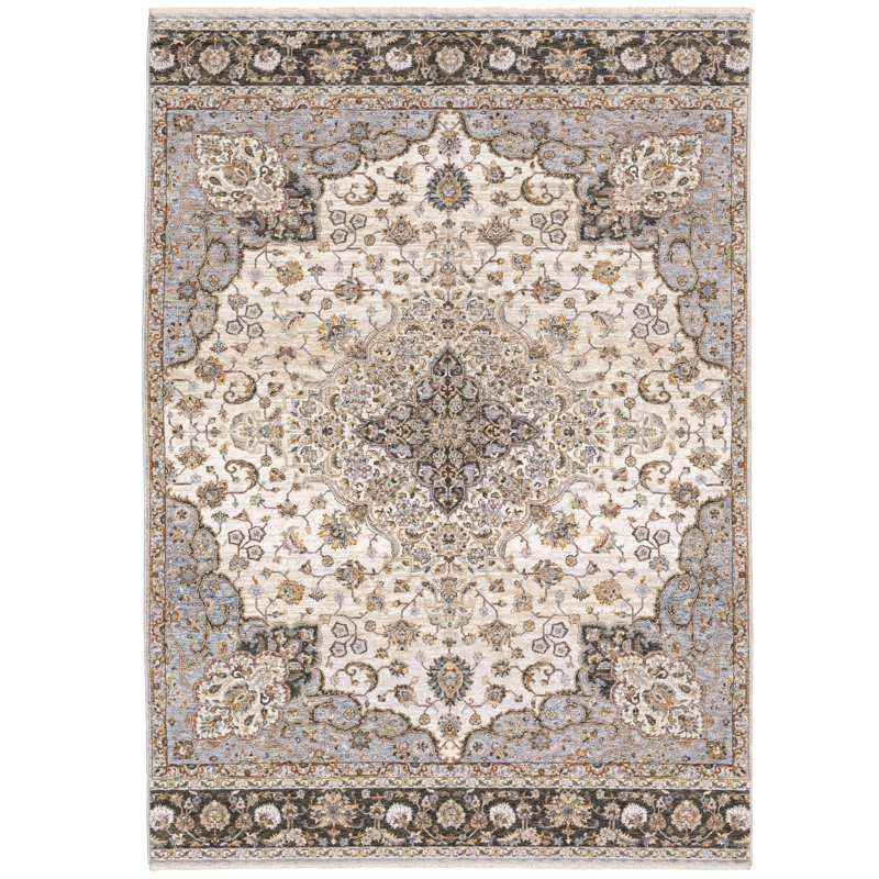 Tapis gris / brun / beige Atherine, Rectangle 7 pi 10 po x 11 pi 2 po
