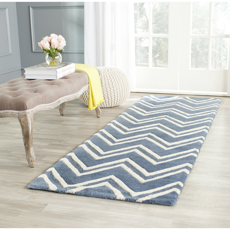 Sanyla Hand Tufted Wool Chevron Rug, Runner 2'6" x 8'