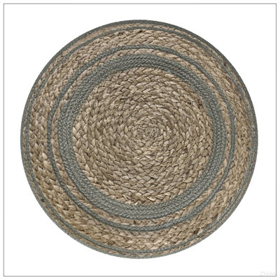 Serena - Round Braided Pouf - Dove Grey
