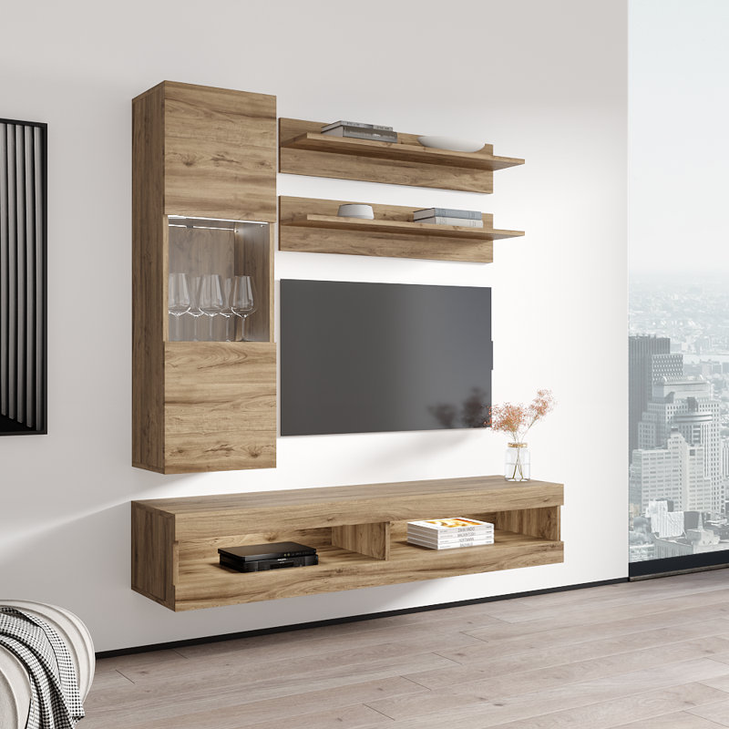 Meuble audio-vidéo en chêne flottant Fly, Chêne