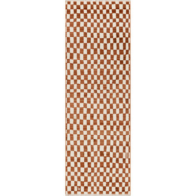 Dominique Abstract Checkered Fringe Area Rug