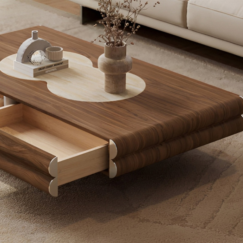 Table basse avec rangement Retro Luxury, Noyer