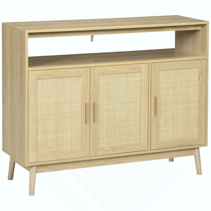 Buffet avec portes en rotin et rangement polyvalent pour la salle à manger et le vestibule