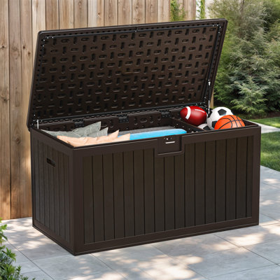 150 Gallon Outdoor Patio Deck Box with Easy Lift Lid, Divider & All Weather Resin Construction
