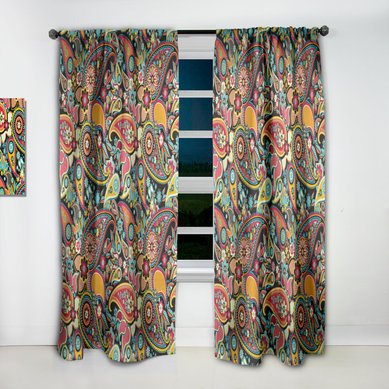Traditional Asian Elements Paisley - Paisley Bohemian & Eclectic Blackout Curtain Single Panel, 52" W x 108" L