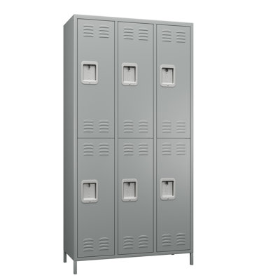 6 Doors Metal Lockers for Employees with Lock, Metal Locker with 18 Hooks for School Garage Office Gym Home, Assembly Required