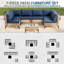 Ensemble de canapé modulaire d'extérieur 7 pièces, meubles de patio en rotin avec coussins et table Boho-516290137