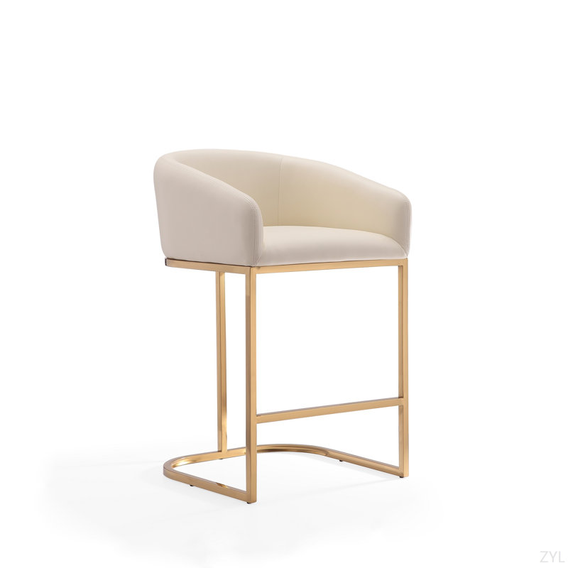 Tabouret de comptoir rembourré Louvre, Crème, crème