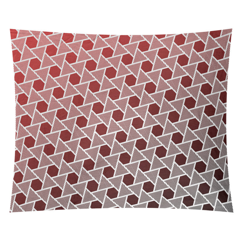 Tapisserie murale hexagonales et triangles, H 27,5 po x l 37,5 po, Noir / Rouge