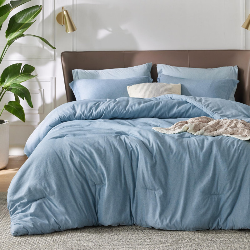 Bedsure Cationic Dyed Comforter Set Dorm Bedding, Light Blue, Twin Comforter