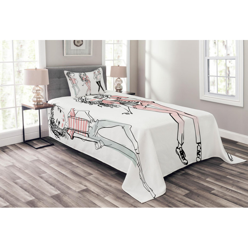 Modern & Contemporary Polyester Coverlet, Twin Coverlet + 1 Sham